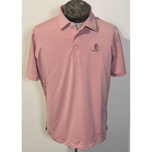 Peter Millar Polo Shirt Mens Medium Pink Stripe Summer Comfort Golf Top